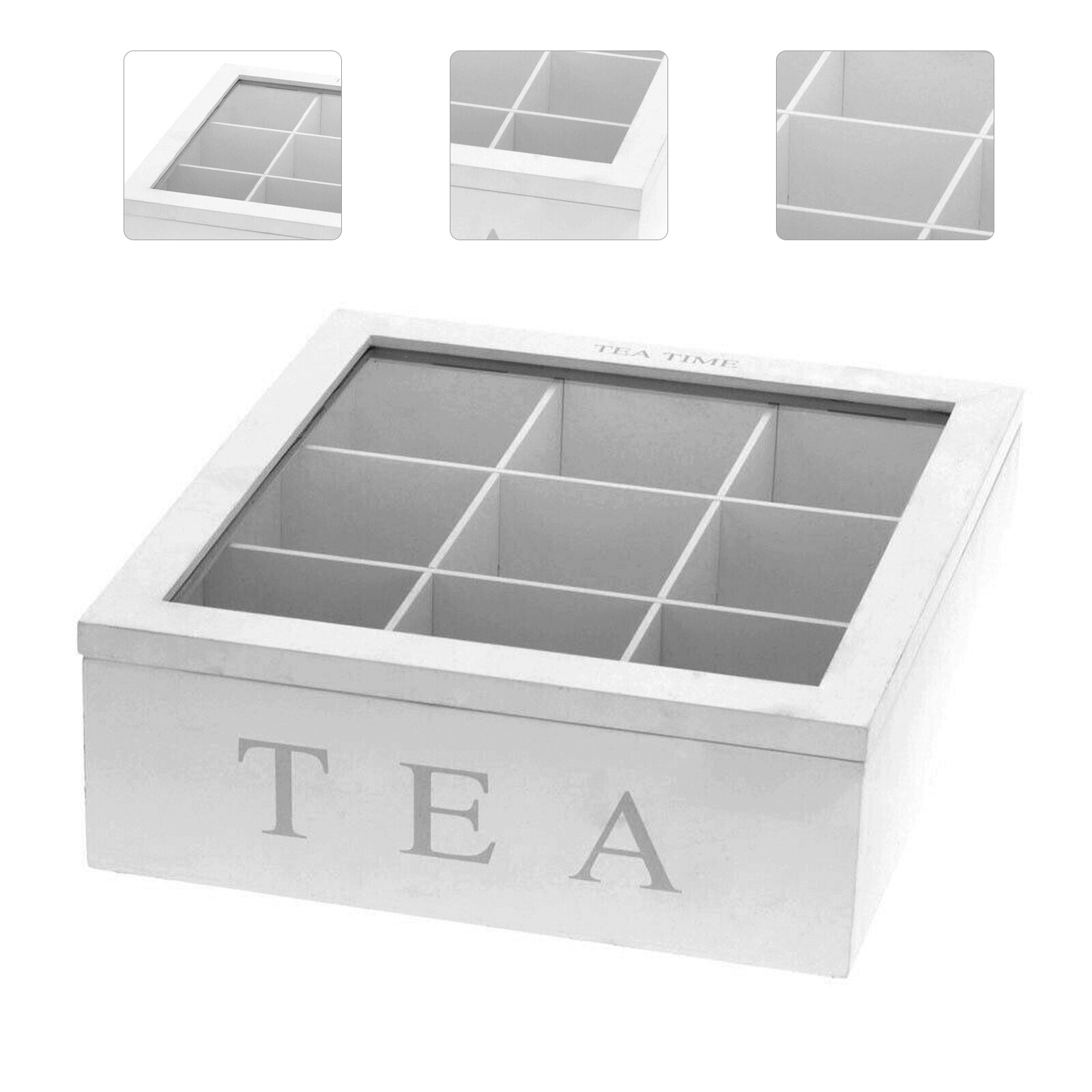 Wooden Tea Box With Lid 9-Compartment Retro Style Coffee Tea Bag Storage Holder Organizer For Kitchen Cabinets home Kitchen