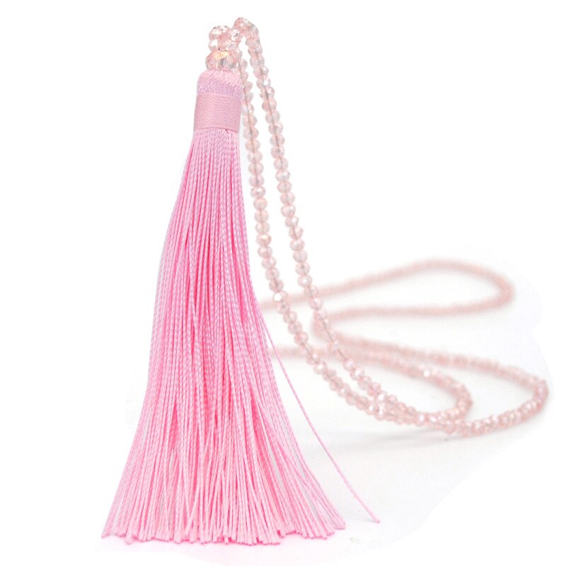 VENDITA Vintage Boho Lunga Frangia Della Nappa Collane del pendente per Le Donne Collier Della Boemia di Perline di Vetro di Cristallo Dei Monili Della Catena: Pink