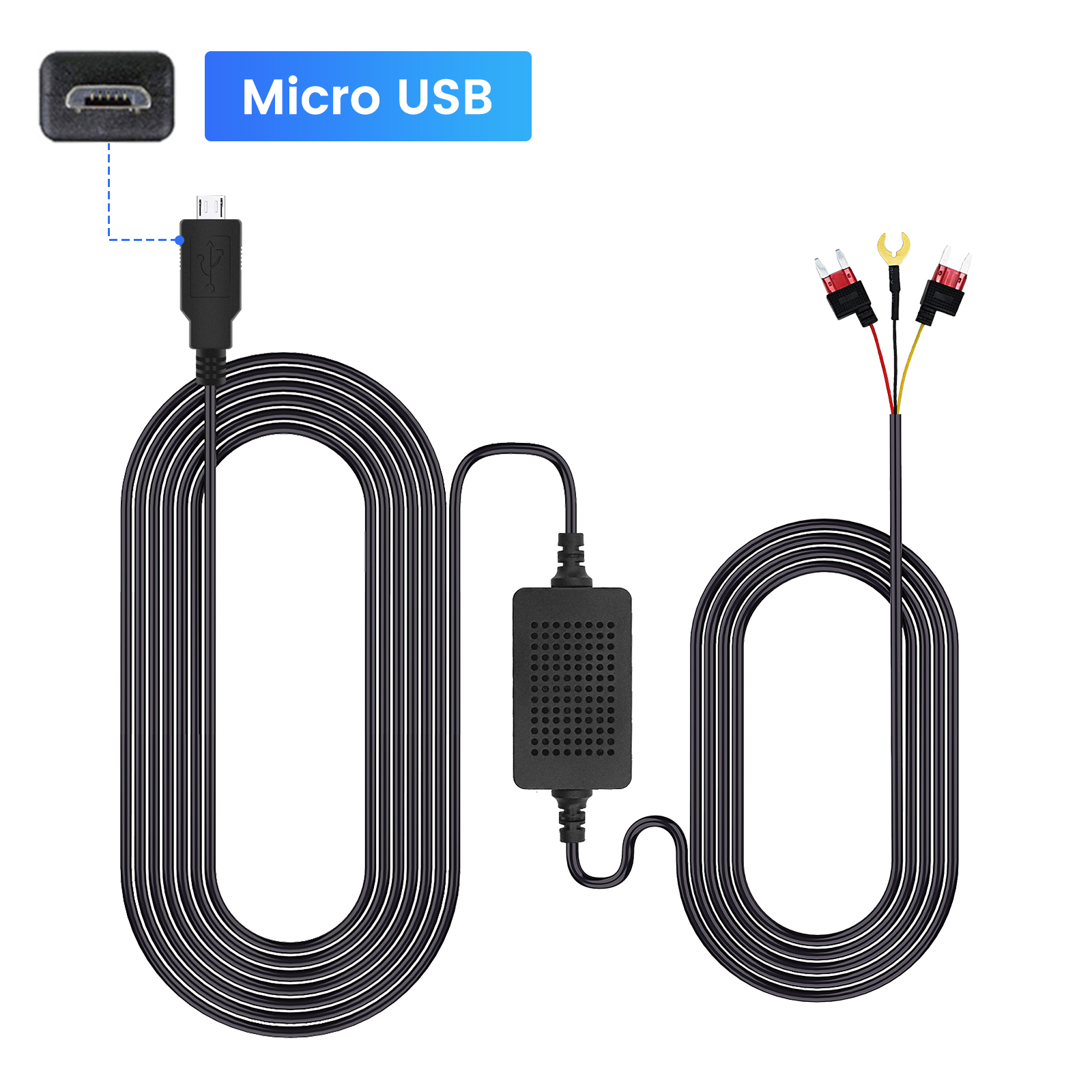 Cámara de salpicadero para coche 3A, 3,5 m, DVR, 12-24v, Kit de Cable duro, línea reductora, Mini/Micro/tipo C, interfaz USB, cargador, cámara Dashcam