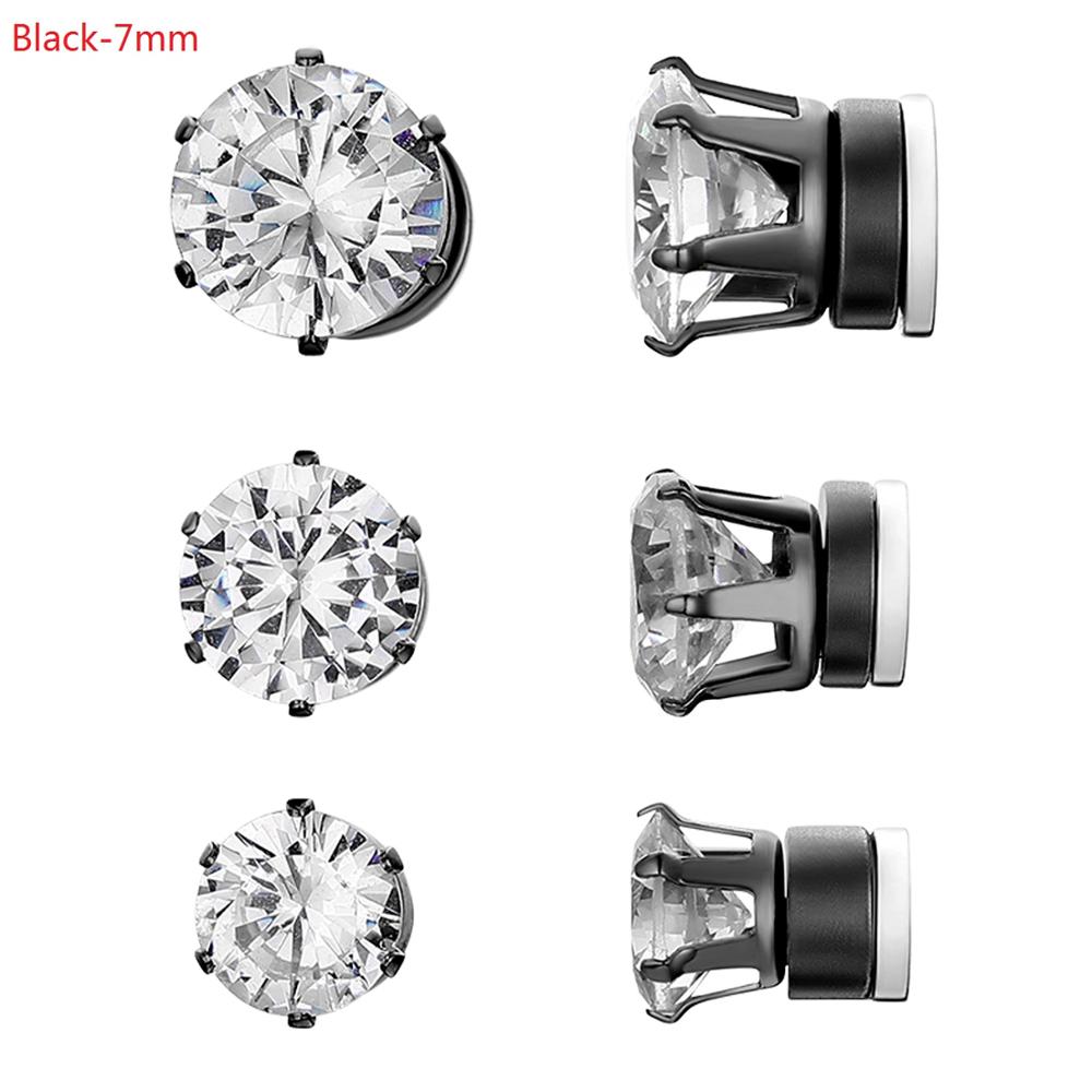 Boniskiss Roestvrij Staal Stud Oorbellen Voor Mannen Vrouwen Unisex Ronde Magneet Oorbellen Zonder Piercing Mode-sieraden: Black-7mm
