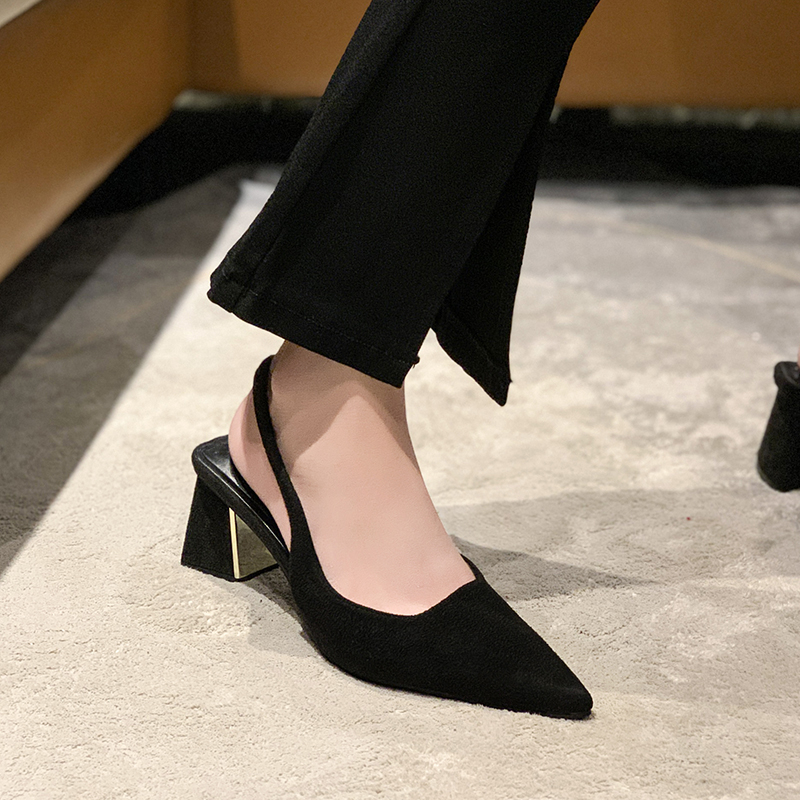 Sandalias negras para mujer, novedad de verano, sandalias de para mujer, zapatos de tacón puntiagudos para mujer, zapatos de vestir de oficina, zapatos altos sexis de tacón cuadrado