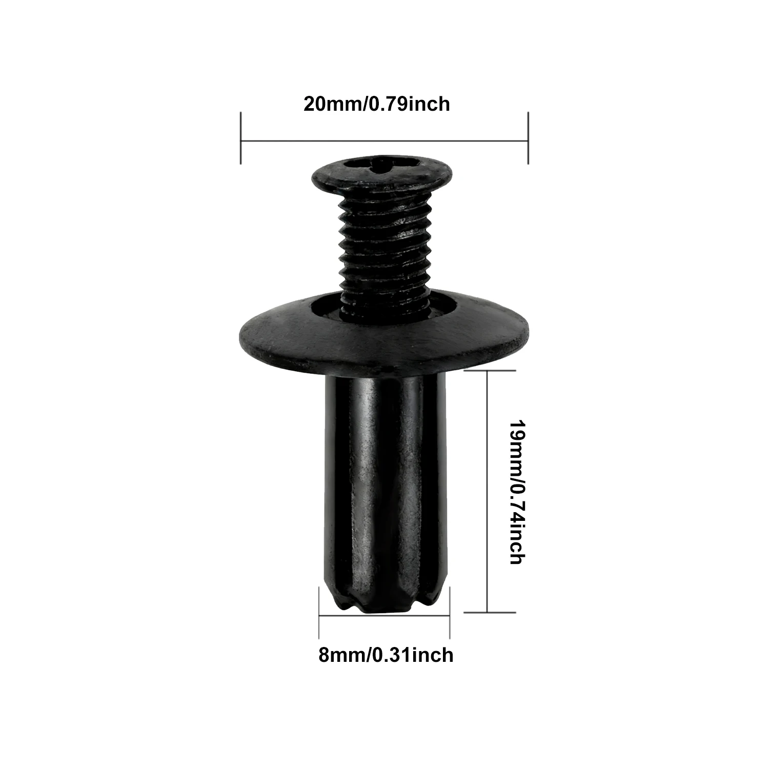 20/100 stuks 6-10mm- gats plastic klinknagels bevestigingsclip zwart auto deurpaneel bevestigingsclip autoaccessoire: Zwart