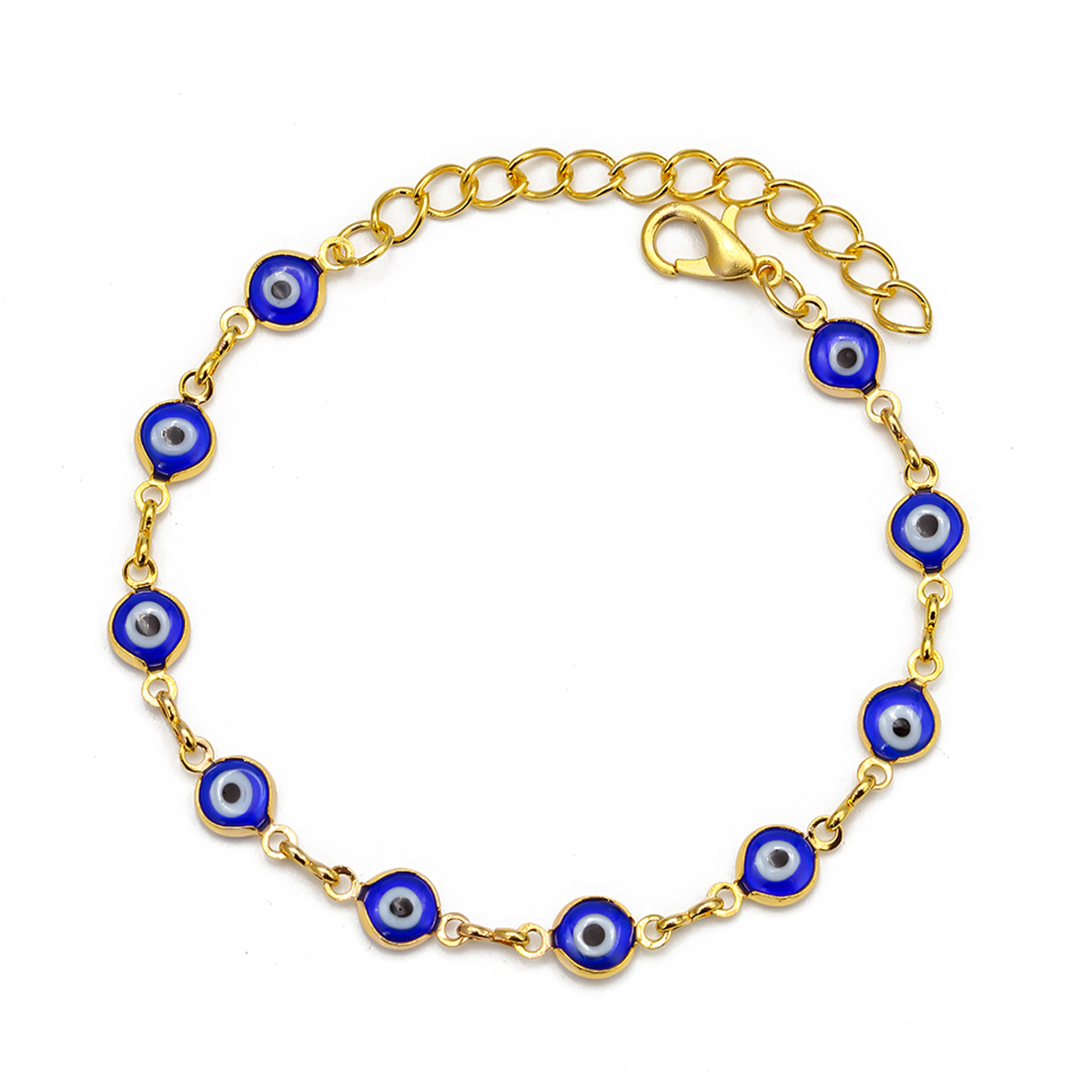 Pulsera con dije de mal de ojo turco azul de ojo de la suerte, pulsera de cadena de aleación ajustable para mujeres y hombres, joyería, pulseras, bisutería: Estampado en caliente