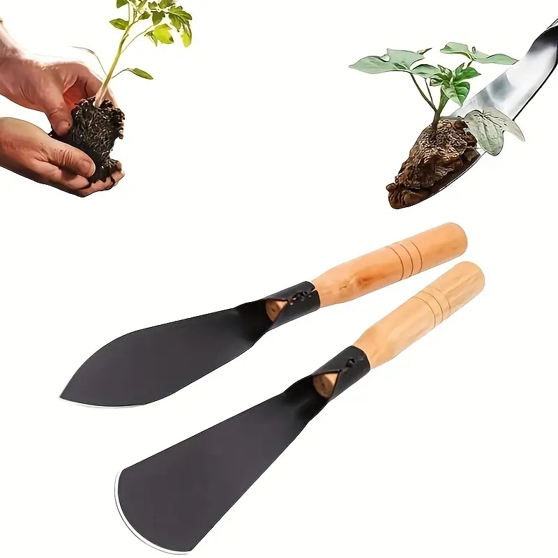 2 Stück Gartenterrassen aus Metall – Handschaufeln zum Graben, Umpflanzen, Pflanzen und Unkrautwerkzeuge