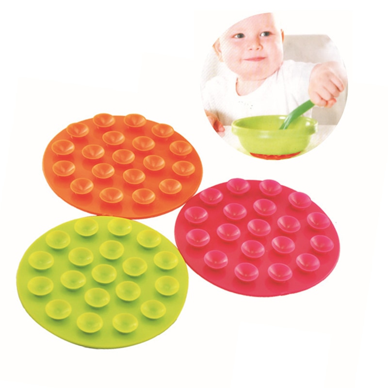 1 stk baby sugekop dækkeserviet ensfarvet silikone babyskål dækkeserviet skridsikker dobbeltsidet faste puder baby servise dækkeserviet