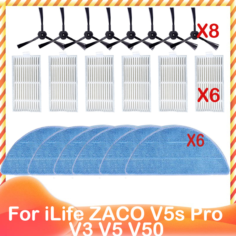 per iLife ZACO V5s pro V3 V5 V5s V3s V50 X5 Spazzola laterale di ricambio HEPA Prefiltro Mocio Panno robot Aspirapolvere: Colore rosa