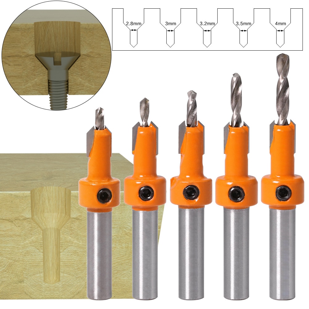 8mm Schaft HSS Holzbearbeitung Senker Bohrer Set Schraube Extractor Remon Abriss Holz Fräser Spiralbohrer Holz