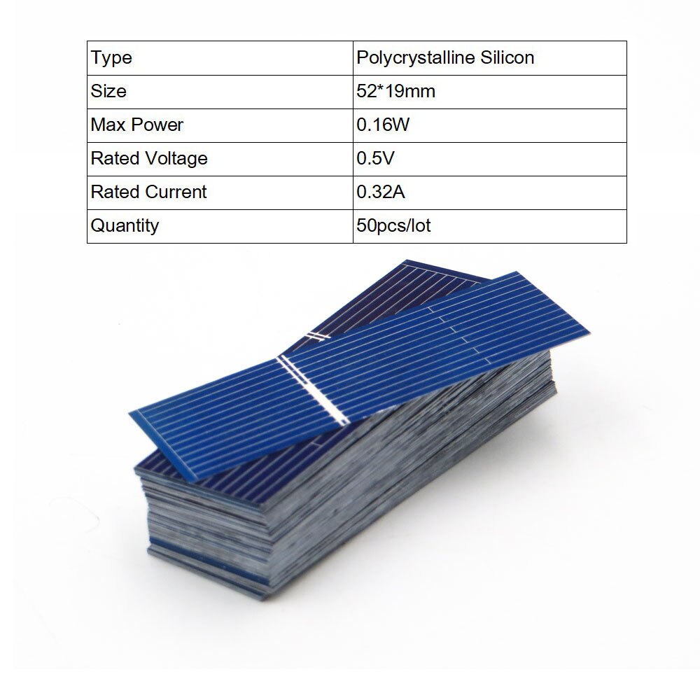50Pcs Zonnecellen 125 156 Polykristallijne Zonnepaneel 52 78 Diy Oplader Batterij 5V 6V 12V Silicon Sunpower 5/6 Inch Poly