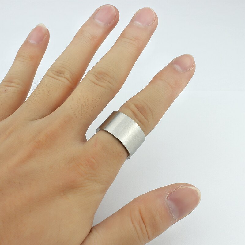 Bred 12mm 316l rustfrit stål ring vielsesringe til kvinder finejewelry titanium stål punk ringe