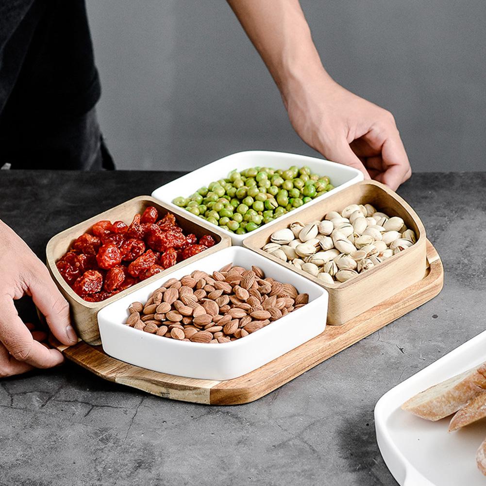 Japanese Ceramic/wood Storage Tray Snacks Candy Year Nut Living Room Storage Box Dried Snack Dessert Tray