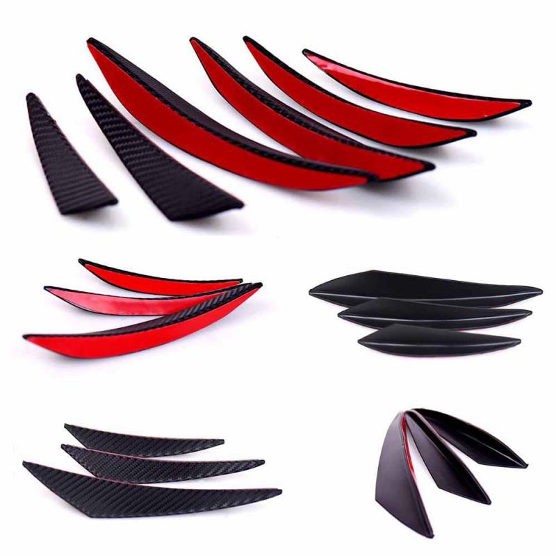 6Pcs Universal Fit Front Bumper Lip Diffuser Splitter Fins Body Spoiler Canards Valence Chin Car Tuning Canard