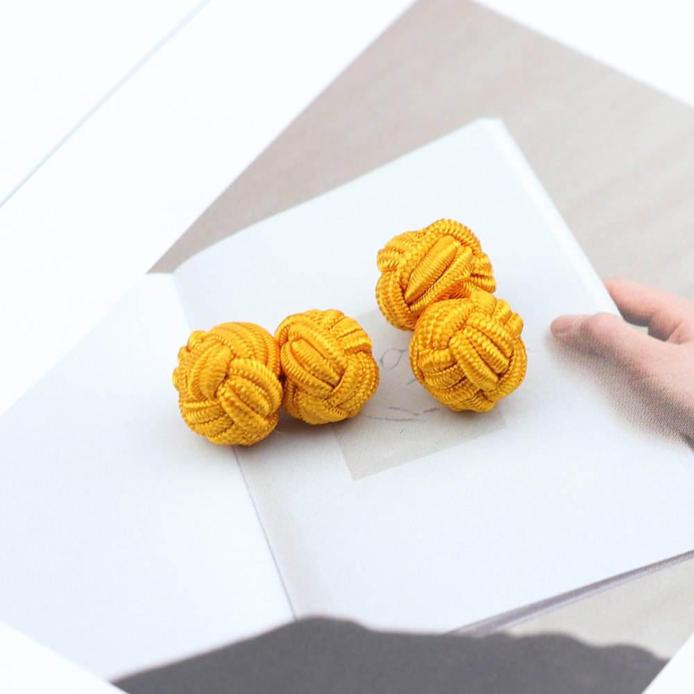 Gemelos con nudo de seda para hombre, gemelos con nudo de seda en colores sólidos, DIY, trenzado, hecho a mano, cuerda doble elástica, manguito de bola, de Novela: 10