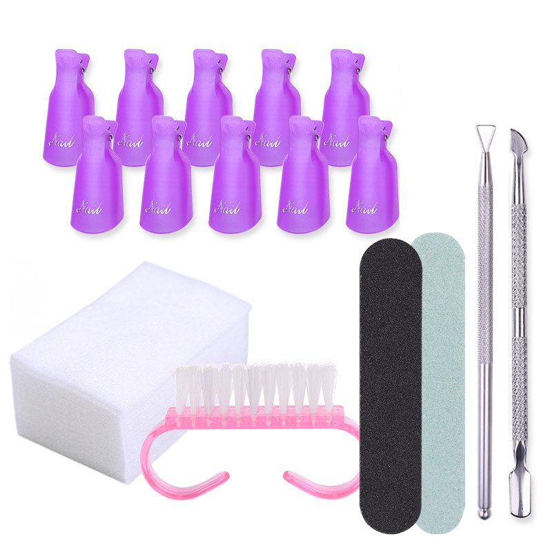 Manicure Nail Set Nail Art Tool Kits Cuticle Pusher Nail File Buffer Nagellak Remover Pedicure Nail Care Alle Voor manicure: Set 6