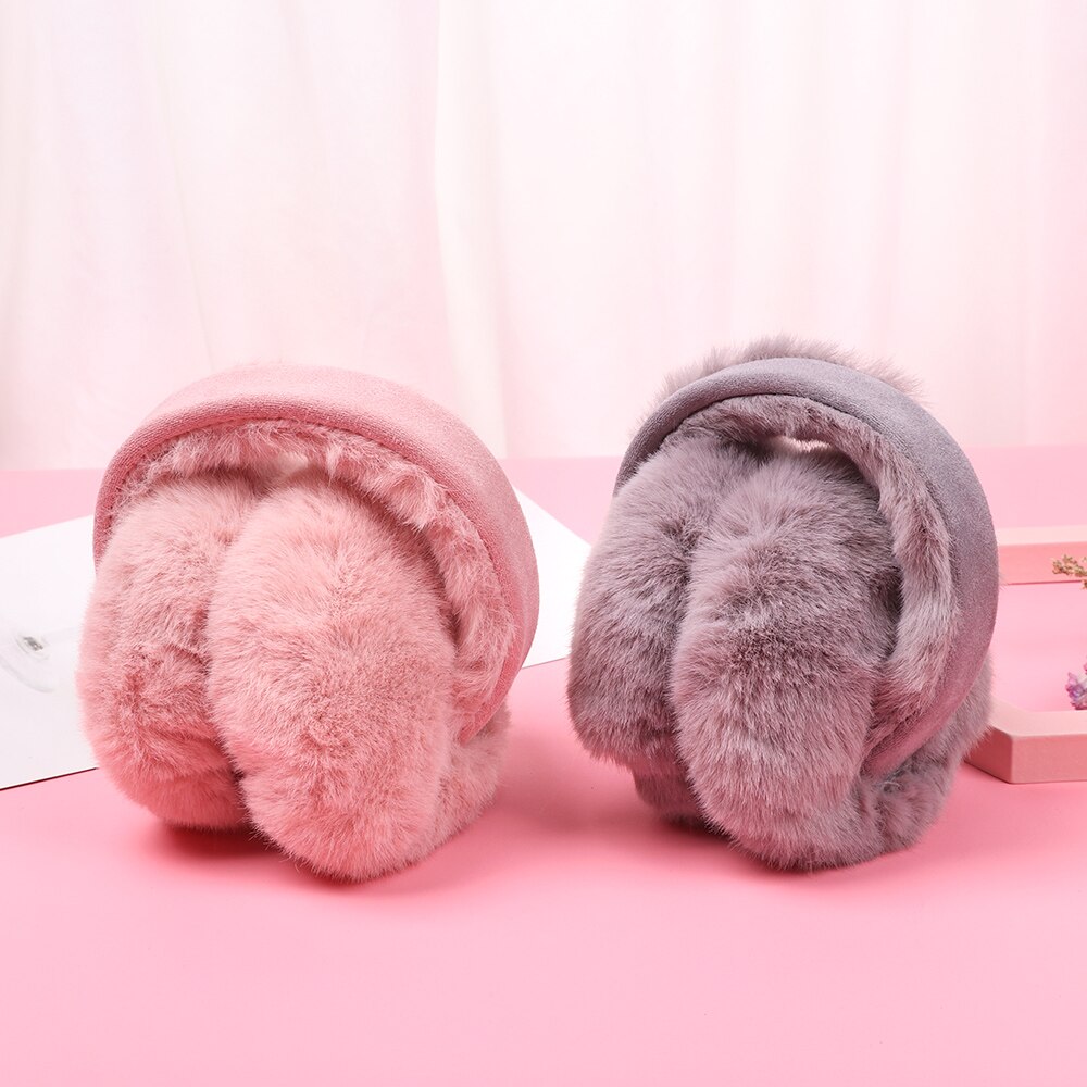 Damskie zimowe ciepłe futerkowe nauszniki jednokolorowe miękki pluszowy nauszniki ochraniacze uszu odkryty wiatroszczelny utrzymuj uszy ciepłe