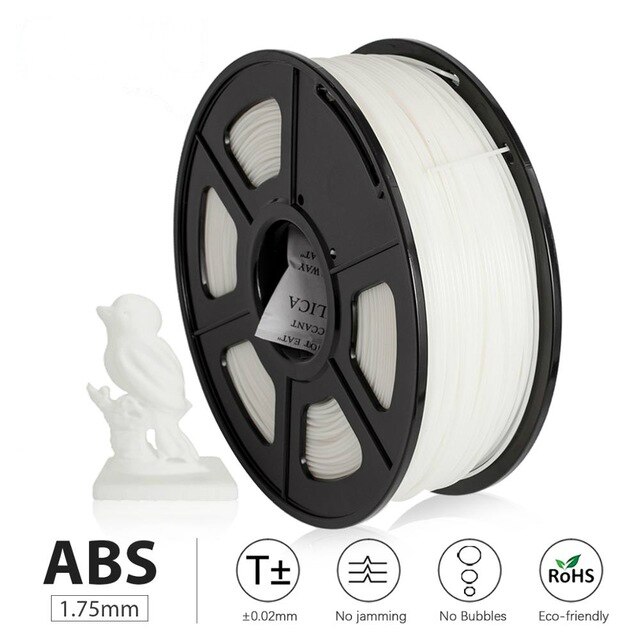 SUNLU-filamento ABS de 1KG y 1,75 MM, bobina de filamento de colores, para impresora 3D reprap, 1,75mm, 1KG por rollo: ABS-WHITE