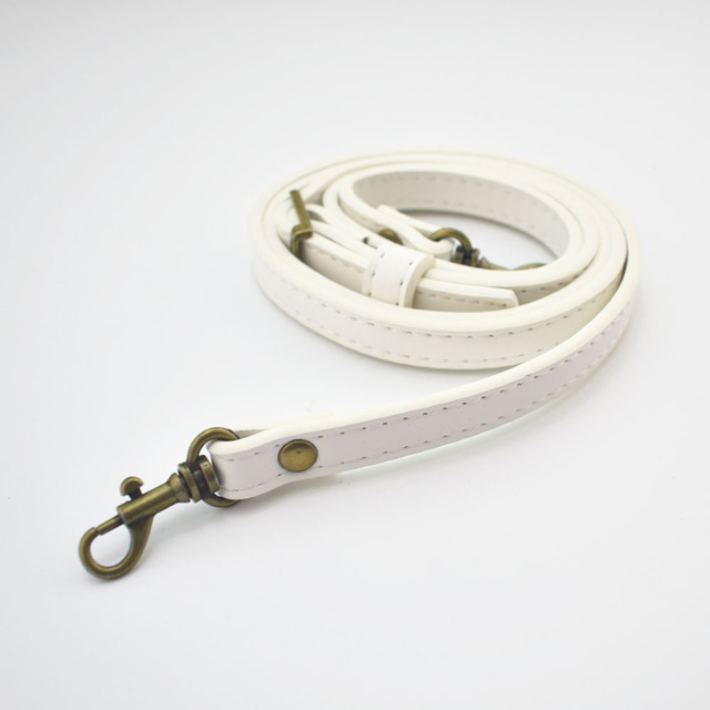 1.2cm Width PU Leather Bag Strap Shoulder Bag Adjustable Band Handle For Handbag Long Belt DIY Accessories Black KZ0012: White-Vintage buckle