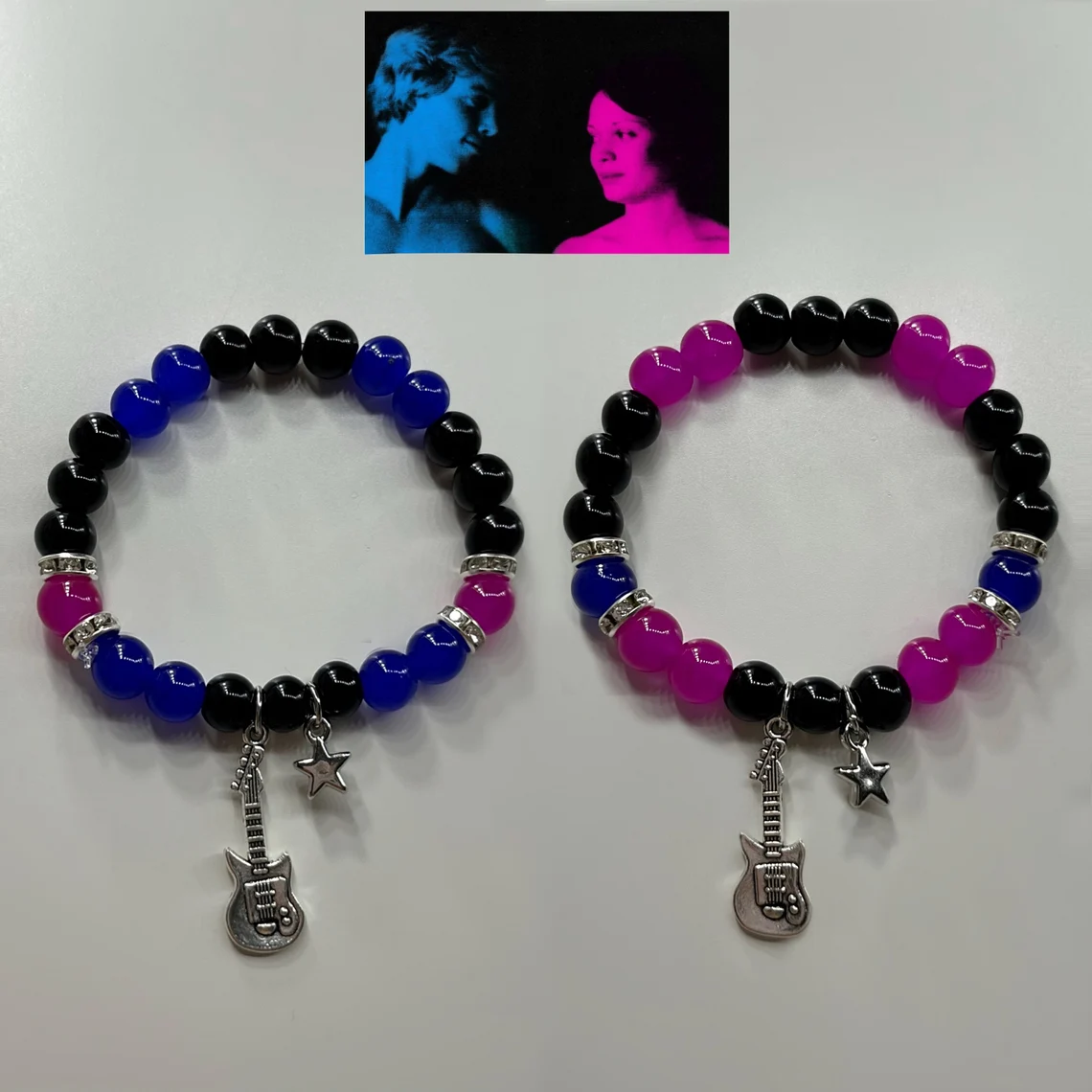 2pcs/set Couple Beads Bracelet Tv Girl Matching Bracelets Who Really Cares Album Inspired Bracelets Friends Jewelry: Hot Stamping