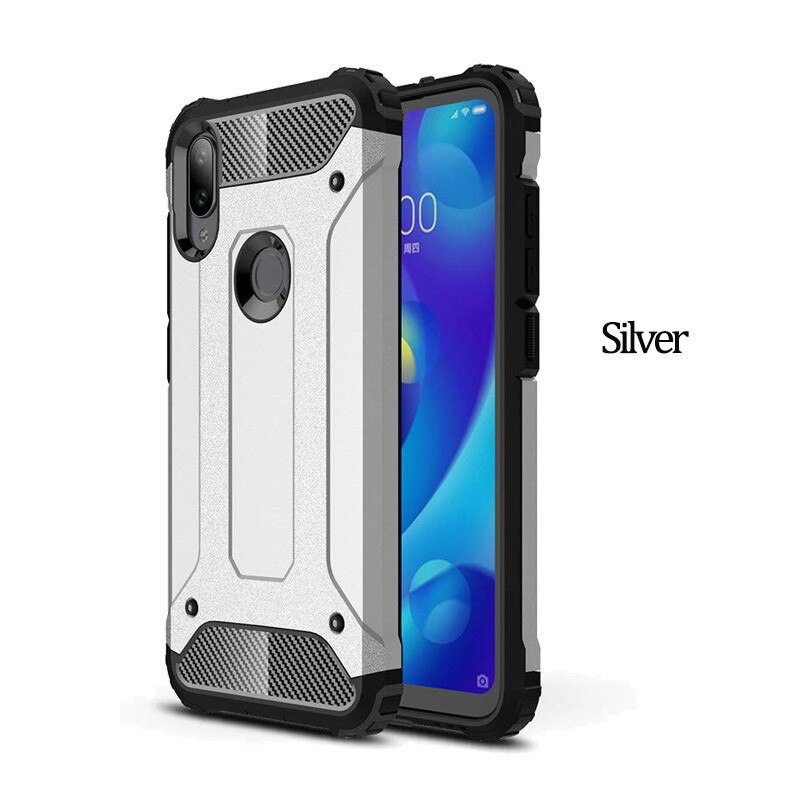 Originele Armor telefoonhoesjes Xiaomi mi play miA3 case zachte siliconen BUMPER Anti-Shock Case cover Xiaomi mi A3 hoesjes Xiaomi mi play telefoon hoesjes Xiaomi Mi A3 Case: Xiaomi Mi A3 / Silver Case Only