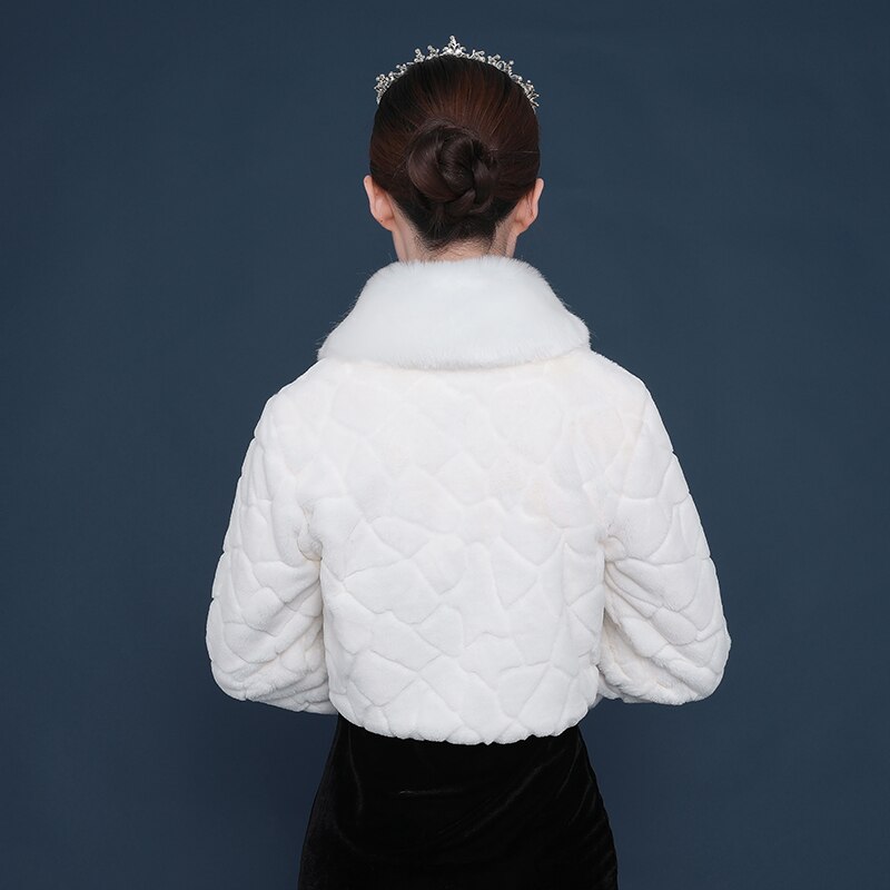 fausse fourrure blanc boléro mariage Wrap mariée veste manteau manches longues hiver fausse fourrure dames soirée vestes