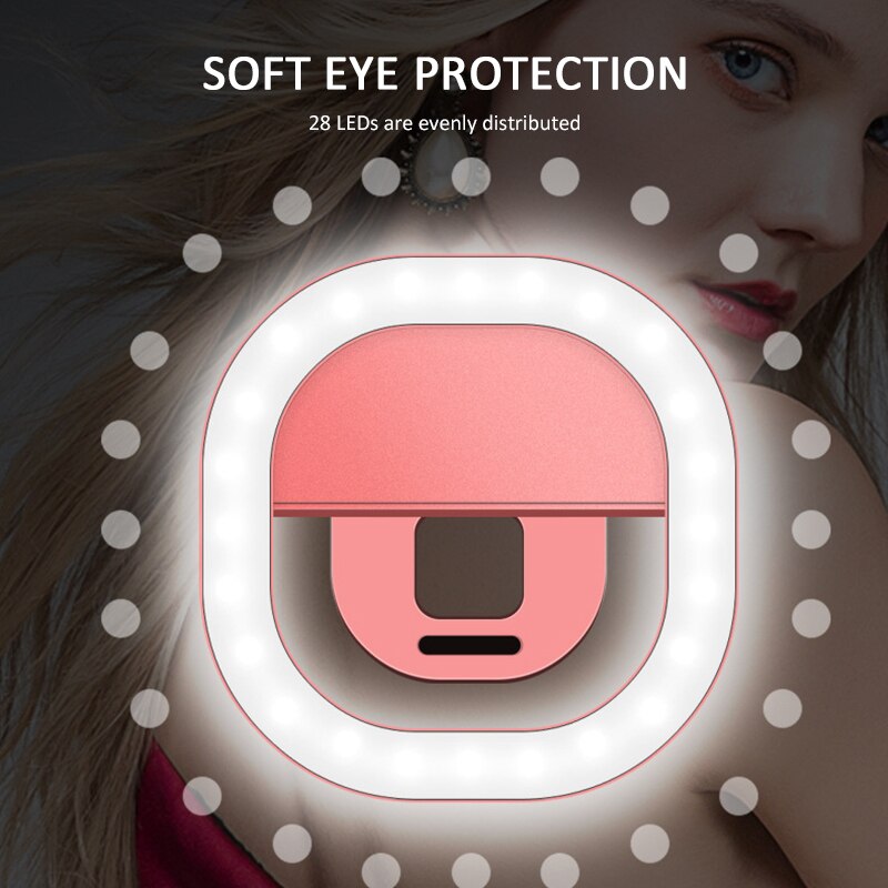 Universele 3W Selfie Lamp Mobiele Telefoon Lens Draagbare Flash Ring Mini Led Lichtgevende Ring Clip Light Voor Iphone 8 7 6 Plus Samsung