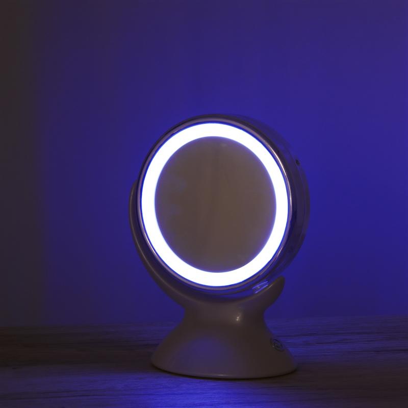 Adjustable 5X Magnification Lighted LED Makeup Mirror Bathroom Vanity Mirror 360 Degree Swivel Double-sided Table Top Mirror