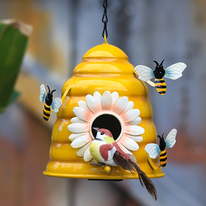Pastoral Style Bird House Resin Crafts Outdoor Bird House Winter Warm Bird Nest Hanging Nest Garden Decoration