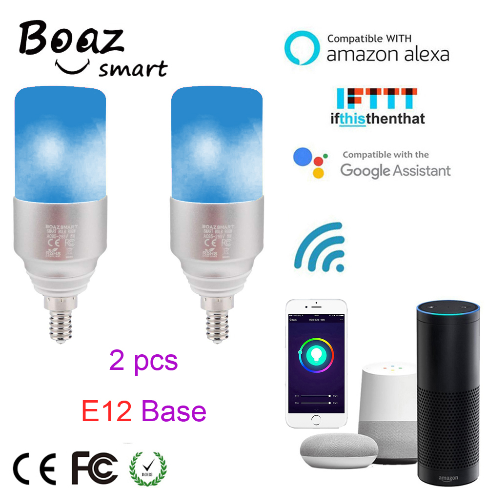 Boaz E12 Smart Wifi Bulb RGBW Led Smartlife Light Wifi Voice Control Alexa Echo Google Home IFTTT Tuya Smart APP control 2pcs