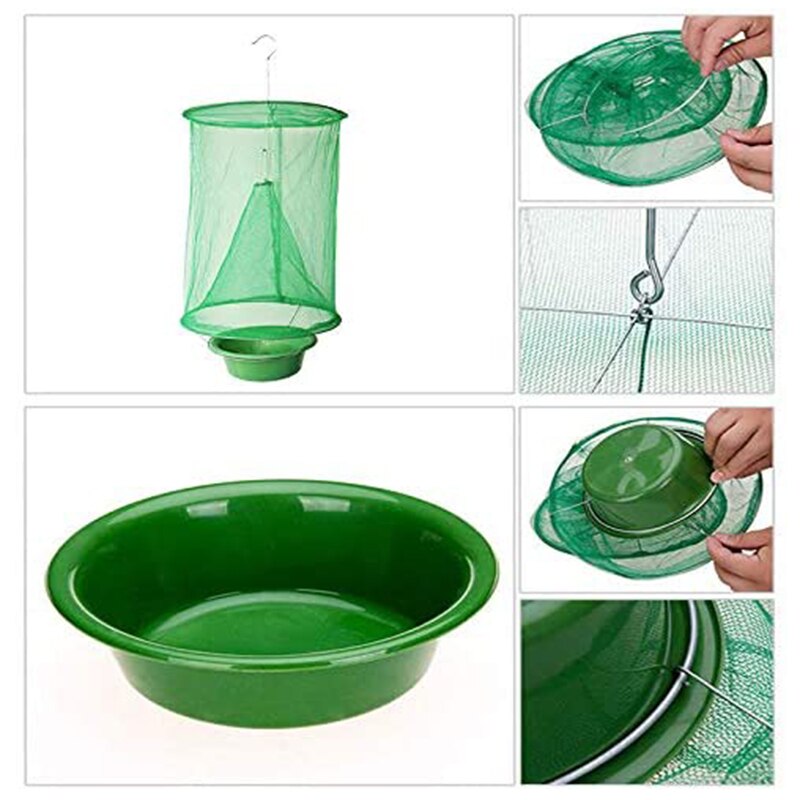 SV Ranch Fly Trap Flycatcher Most Effective Trap Ever Made with Food Bait Fly Catcher for Indoor, - 4 Pack