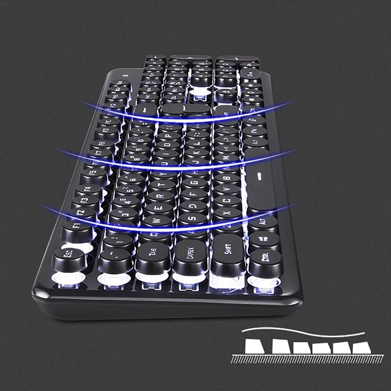 Teclado inalámbrico de 2,4G para videojuegos, periférico con sensación mecánica, retroiluminado RGB, ratón inalámbrico de 2400dpi, Pc, Gamer, teclado Punk