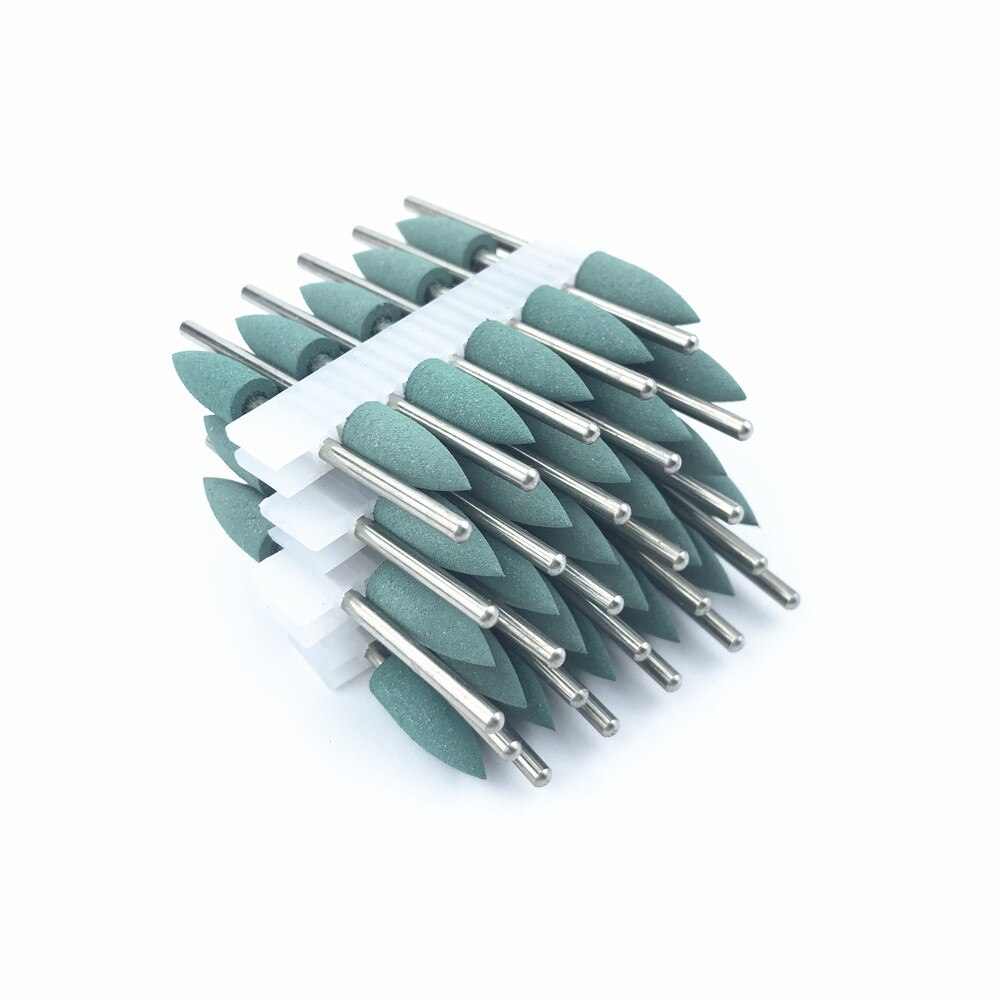 50pcs Green Dental SILICONE Rubber polishers Diamond polishing Burs 2.35mm