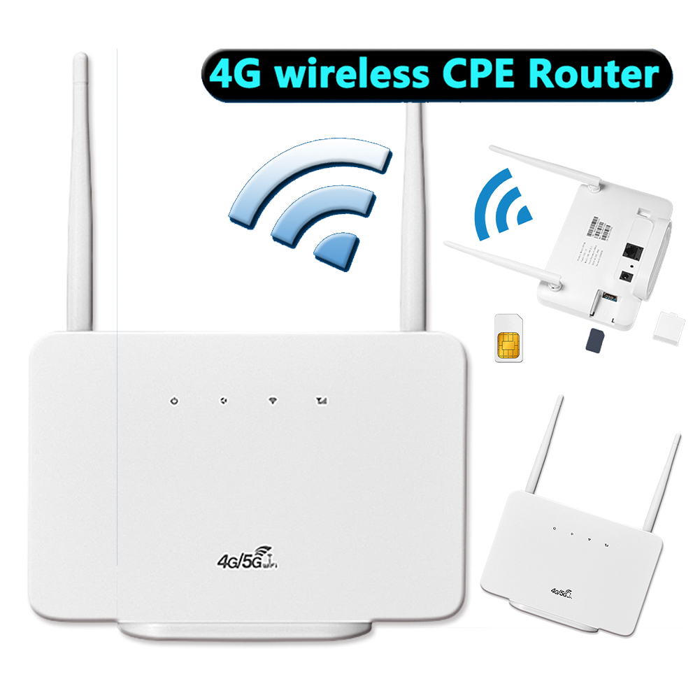 4G Wireless Router 300Mbps 4G Router Wireless Modem External Antenna with Sim Card Slot EU Plug for Home Travel Work