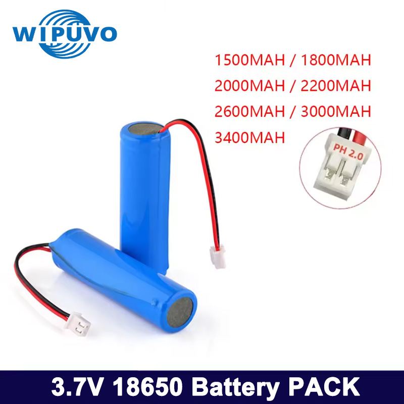 3.7V Li-ion Battery Pack 1S1P 18650 Rechargeable Battery 1500mAh/1800mAh/2000mAh/2600mAh/3000mAh/3500mAh PH2.0 Interface