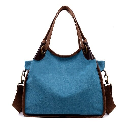 Weibliche Leinwand Tote Frauen Handtasche Frau Schulter Taschen Hobos Bolsa Feminina Große Kapazität Handtaschen Bolsos Mujer Sac: Sky Blue