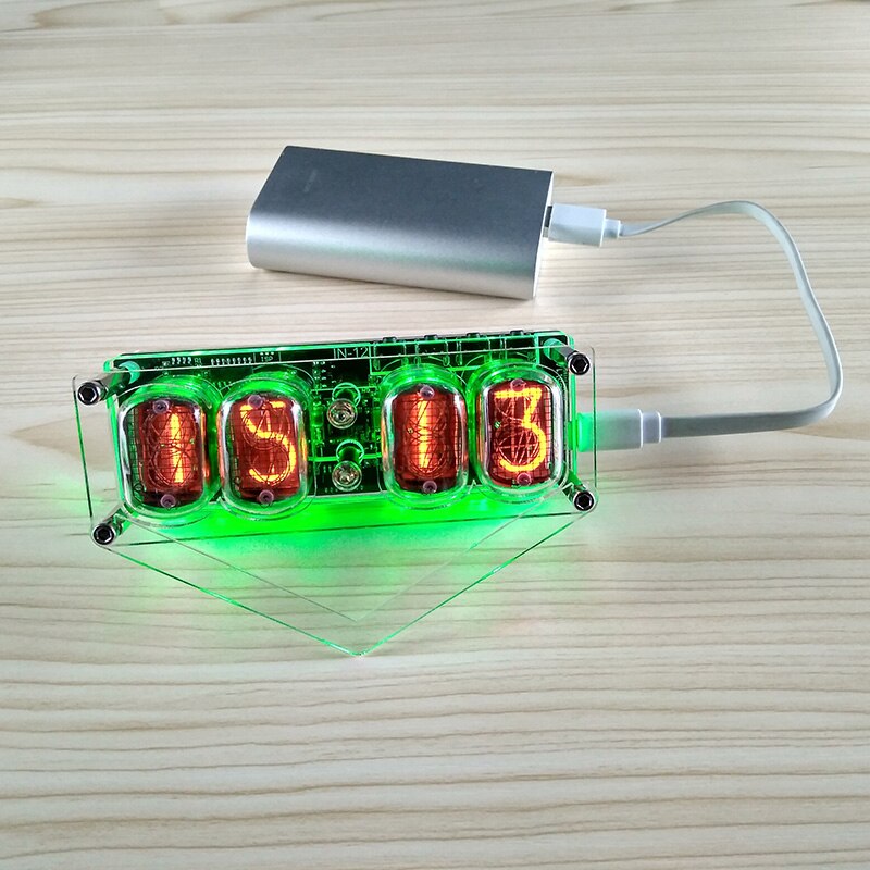 Électronique bricolage IN-12 Tube lumineux 4 chiffres horloge rétro-éclairage LED coloré DS3231 Nixie horloge IN-12B DC5V USB