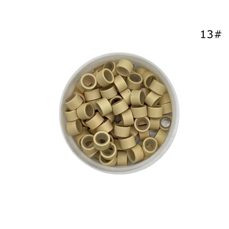 3000 stk 5.0*3.0*3.0 mm mikroring med silikone silikone mikroperler til mikroring hårforlængelse: Nr .13 beige