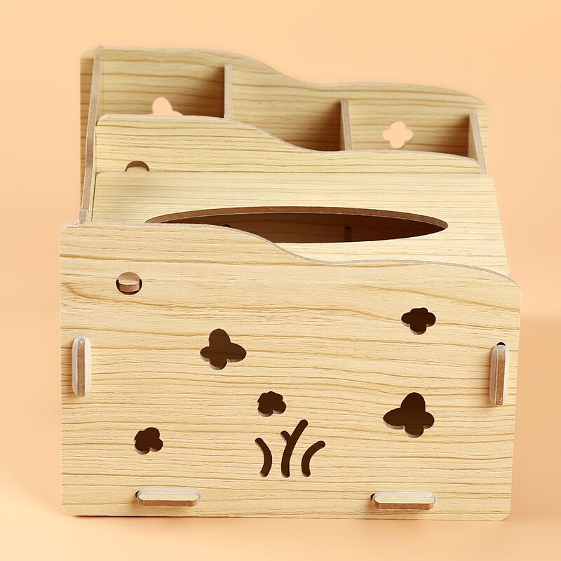 DIY Tissue Box Cover Wood Napkin Holder Tissue Dispenser Living Room Desktop Debris Organizer Phone Remote Control Storage Box: White maple