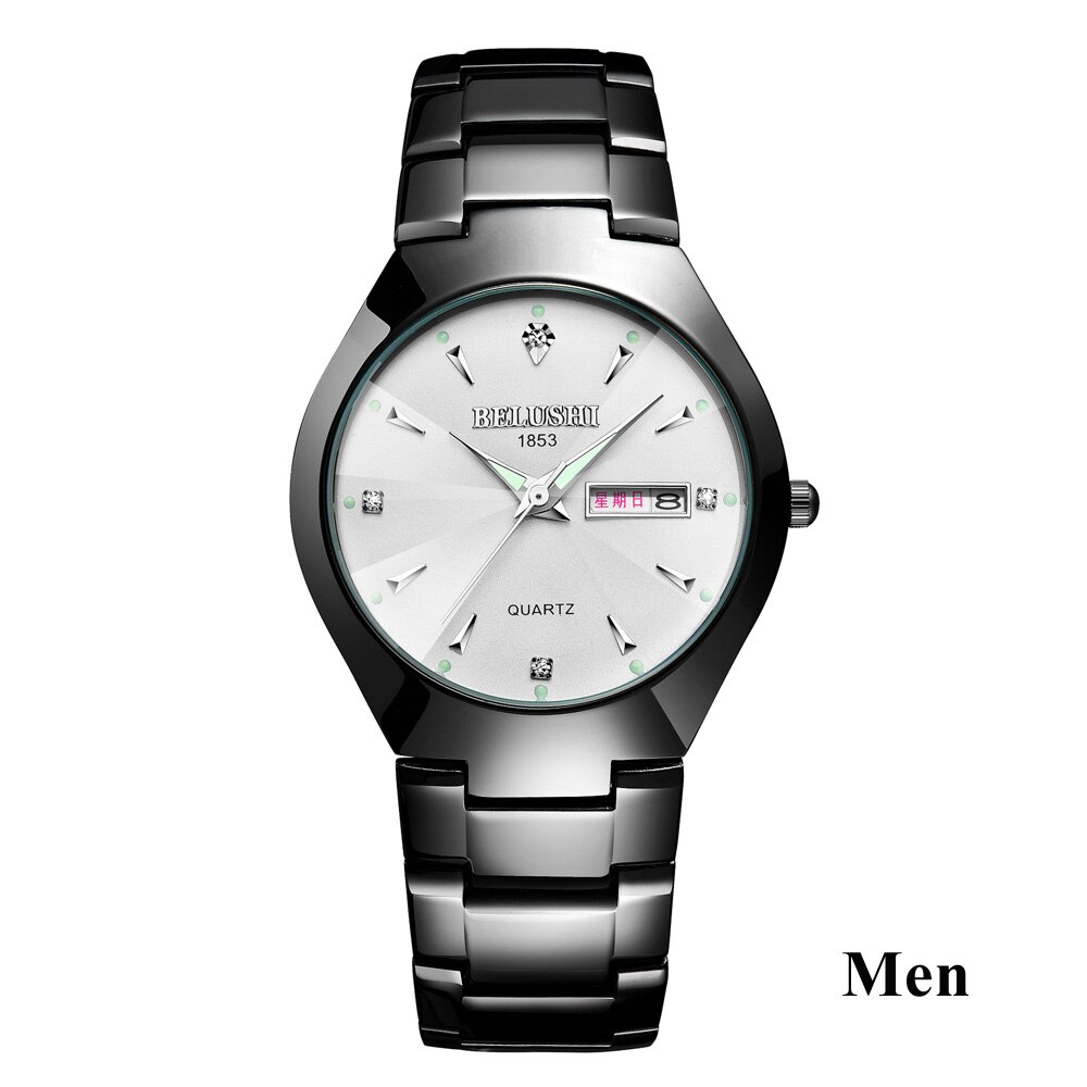 Paar Uhren oben Wolfram Stahl Schwarz Armbanduhr für Männer und Frauen Armbinde Weiblichen Uhr Reloj hombre Liebhaber saat: 3