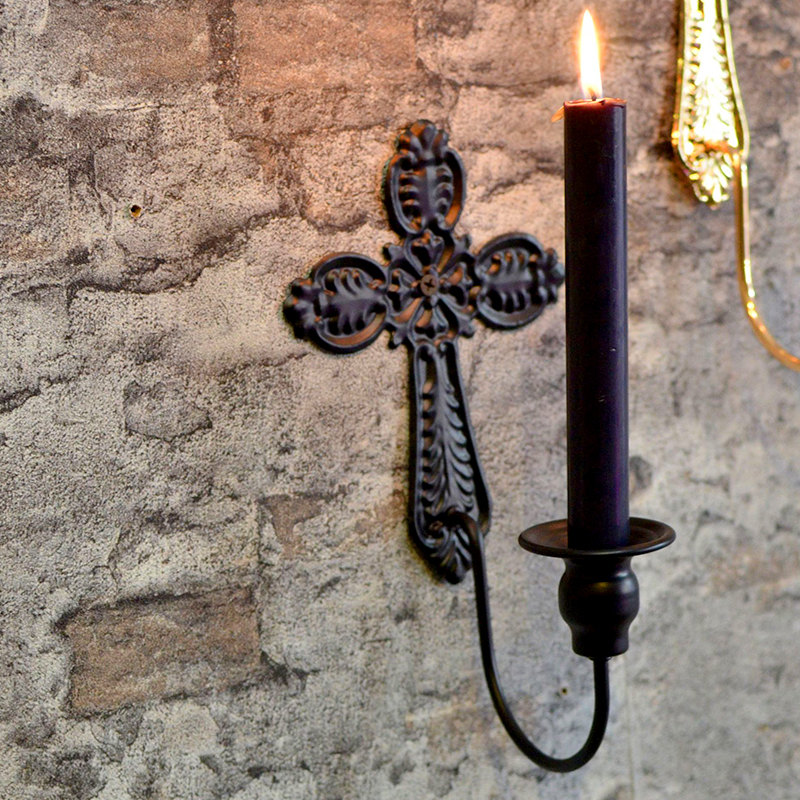 Chandelier mural en forme de croix en fer, 1 pièce, décoration murale d'église, bougeoir, luminaire pour Banquet et mariage, tentures croisées