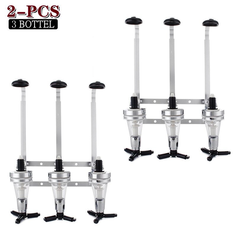 1-8Pcs 1/2/3/4 Bottle Bar Beverage Liquor Dispenser Holder Alcohol Drink Shot Wall Mounted 1-4 Station Beer Wine Pourers Divider: 3 Bottle  2Pcs