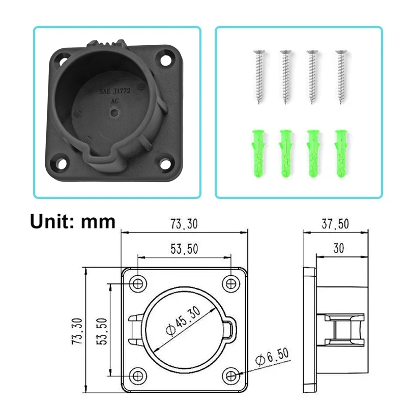 Soporte de cargador tipo 1 Ev montado en la pared para coche, soporte de Cable de carga para vehículo eléctrico para enchufe tipo 1 J1772, base de funda de cargador Ev: Default Title