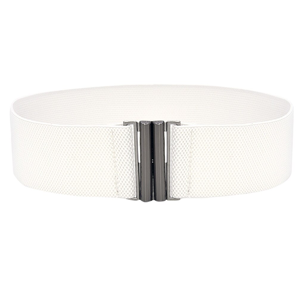 Taille Riem Vrouwen Brede Elastische Jurk Riem Jeans Accessoires Stretch Elastische Brede Corset Taille Metalen Gesp Mujer Femme # l20: White 