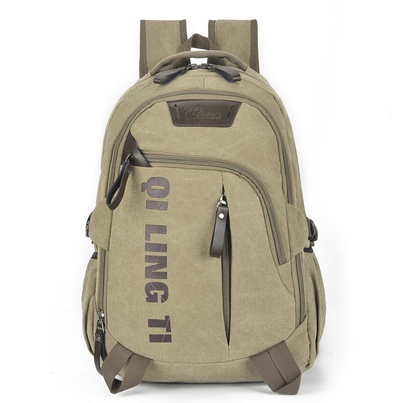 Chuwanglin rygsæk til mænds bærbare rygsæk lærred mandlige rygsække stor kapacitet skoletasker vintage rejsetaske  a7610: Khaki 3