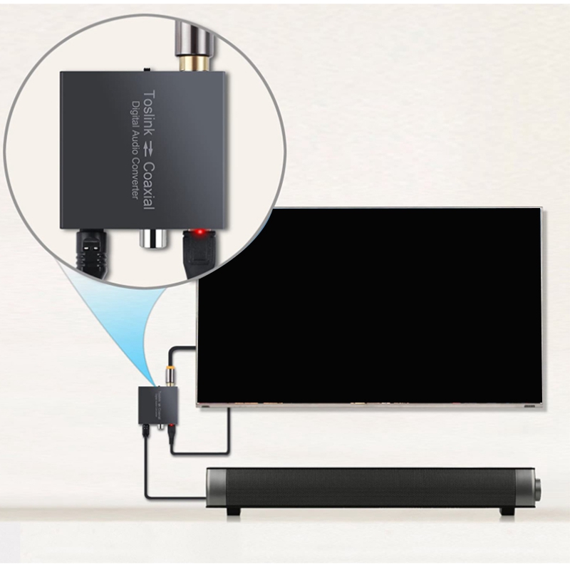 Digital Coaxial to Optical SPDIF Toslink Converter Support DTS/Dolby-AC3 192KHz Bi-Directional Digital Audio Converter