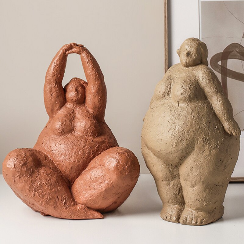 Abstract Fat Lady Figurines Art Yoga Plump Women Statues Resin Female Character Tabletop Decor Crafts Home Decoration Ornaments