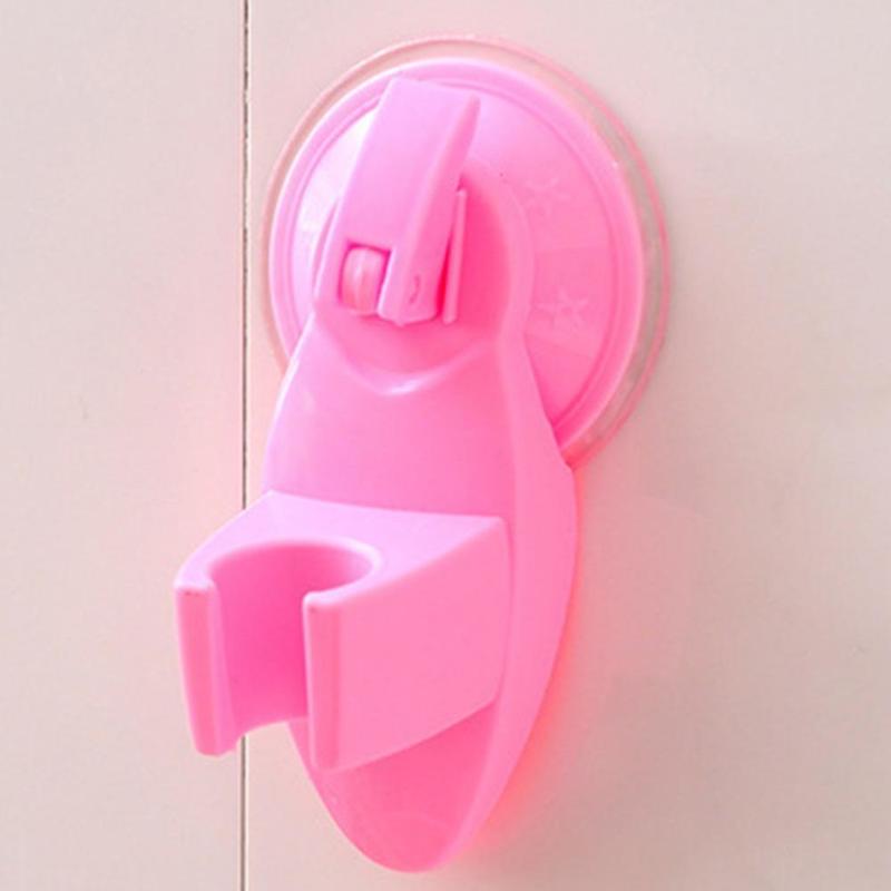 Bathroom Strong Attachable Shower Head Holder Movable Bracket Powerful Suction Wall Mounted ShowerSeat Chuck Holder Suction Cup: Pink