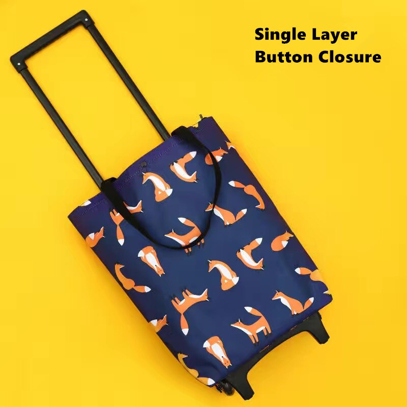 Opvouwbare Boodschappentas Vrouwen Grote Pull Winkelwagen Boodschappentassen Voor Organisator Draagbare Groenten Trolley Tassen Op Wielen De markt: Buttons fox
