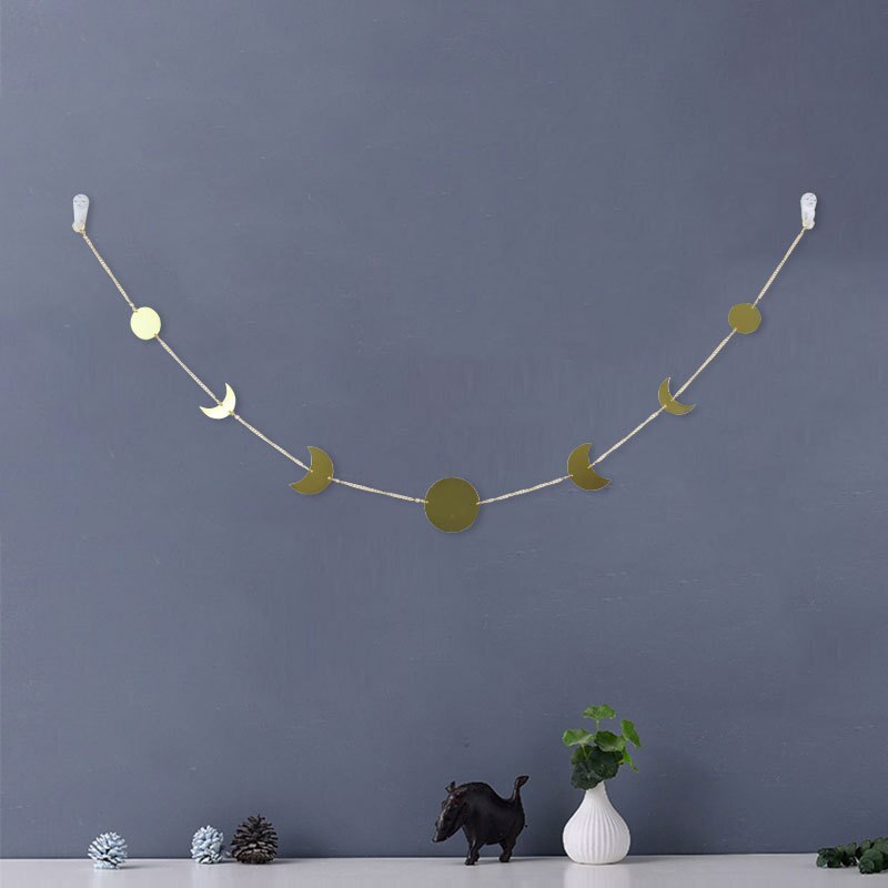 Decoración colgante con adornos de estrella del sol Luna de metal Cabecera de dormitorio: 2