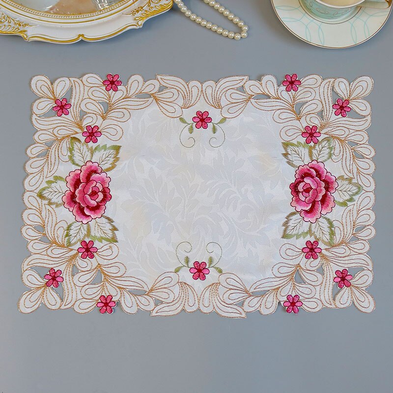 Mantel de encaje moderno individual bordado para mesa salvamanteles de tela, taza, té y café, posavasos, tapete de cristal para bebidas, cocina de Navidad