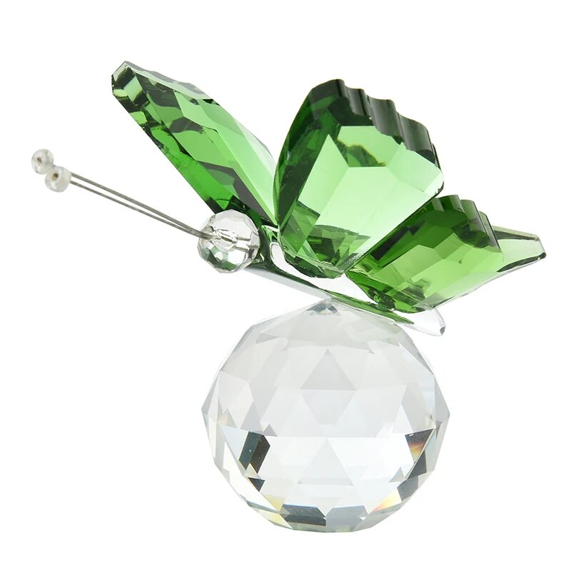 1 pçs borboleta de cristal com bola estatueta casa decoração casamento artesanato vidro coleção ornamentos mesa lembrança presentes: Cinza claro