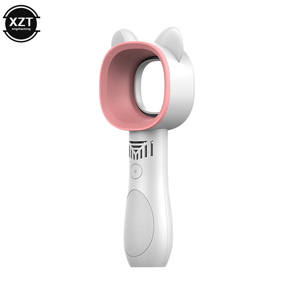 Ventilador sin aspas con orejas de gato, Mini enfriador de aire portátil con carga USB, silencioso, adecuado para oficina, deportes al aire libre, viajes, Verano: pink